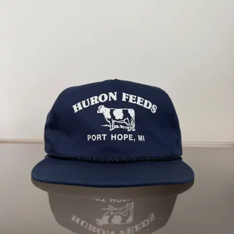 USA HURON FEEDS 빈티지 모자 트러커 네이비