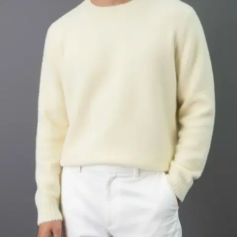 모헤어 니트 앙고라 모달 비스코스 스웨터 남자 겨울 롱슬리브 라운드니트