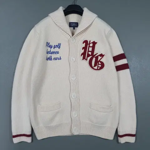 M (95) 파리게이츠 PG 빅로고 숄카라 울 모 니트 스웨터 가디건