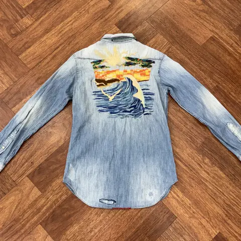 XS 폴로 랄프로렌 해변자수 웨스턴 남방 셔츠