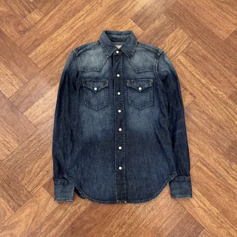 여성용 M 폴로 랄프로렌 웨스턴 데님 워싱 남방 셔츠