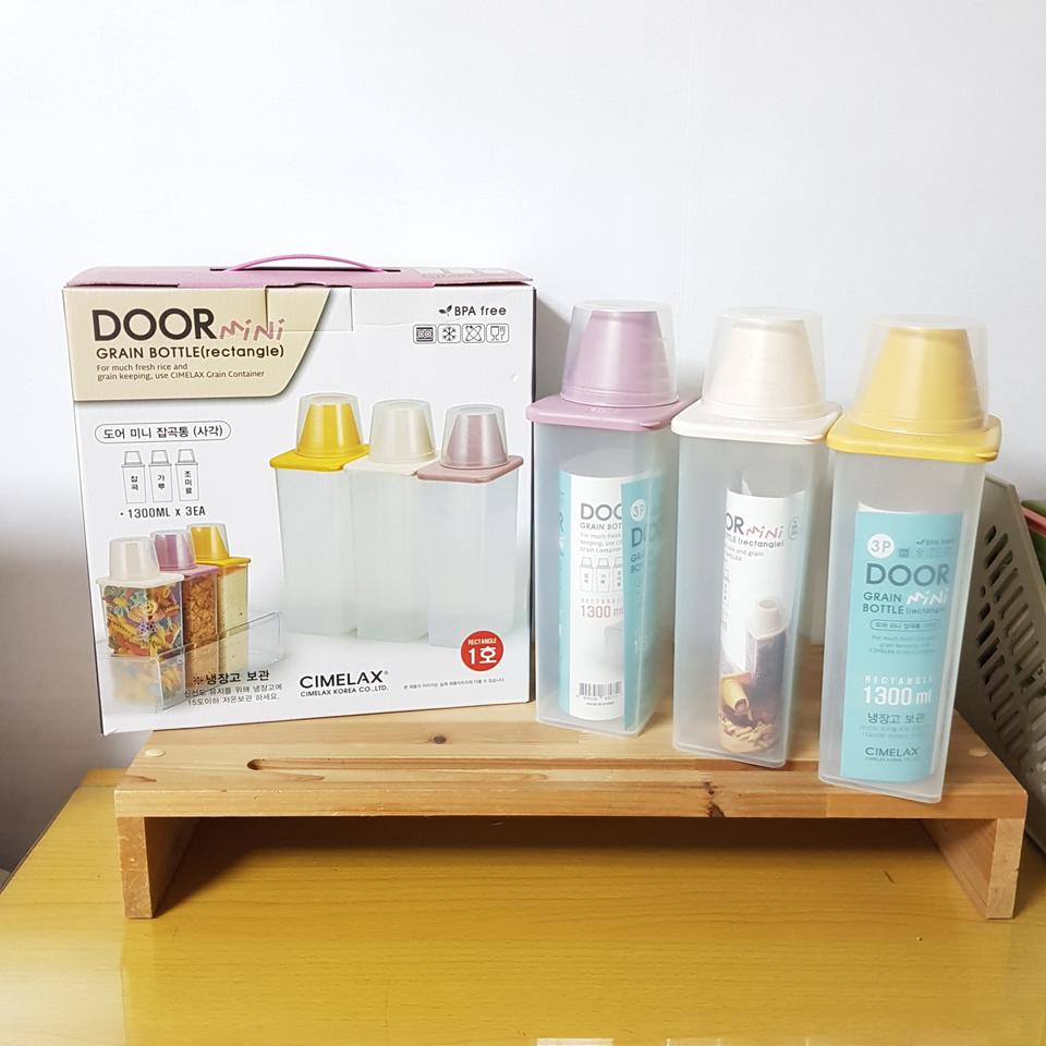 냉장고 도어 미니 잡곡통 사각 3개 세트 잡곡 가루 조미료 보관 소분용기