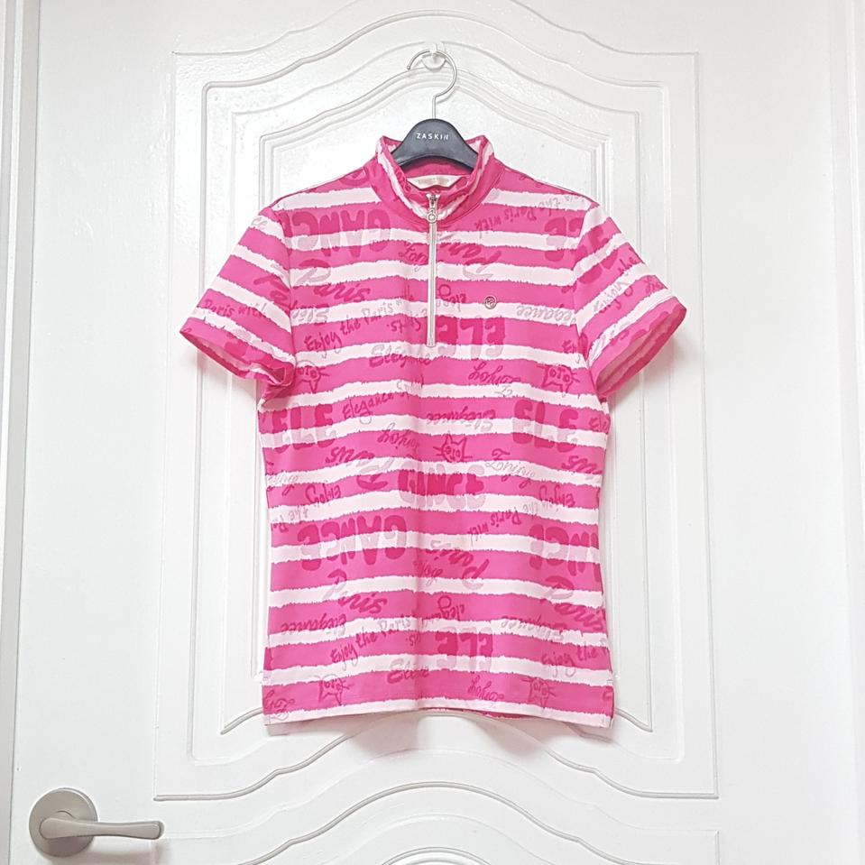 스포츠 기능성 운동복 등산복 반팔 티셔츠 지퍼 핑크 95 66