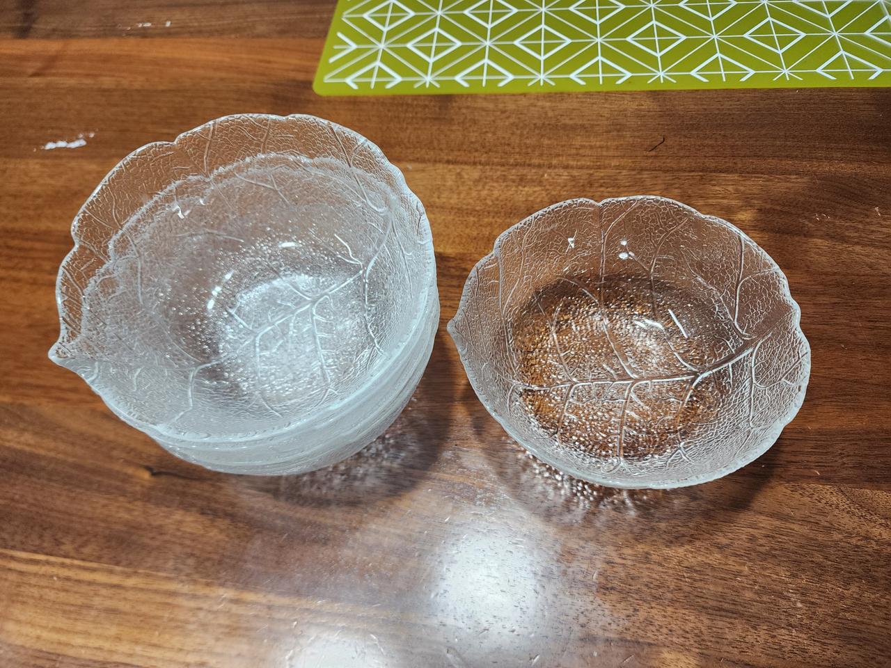 프랑스알코록 나뭇잎 유리 볼 5개 세트