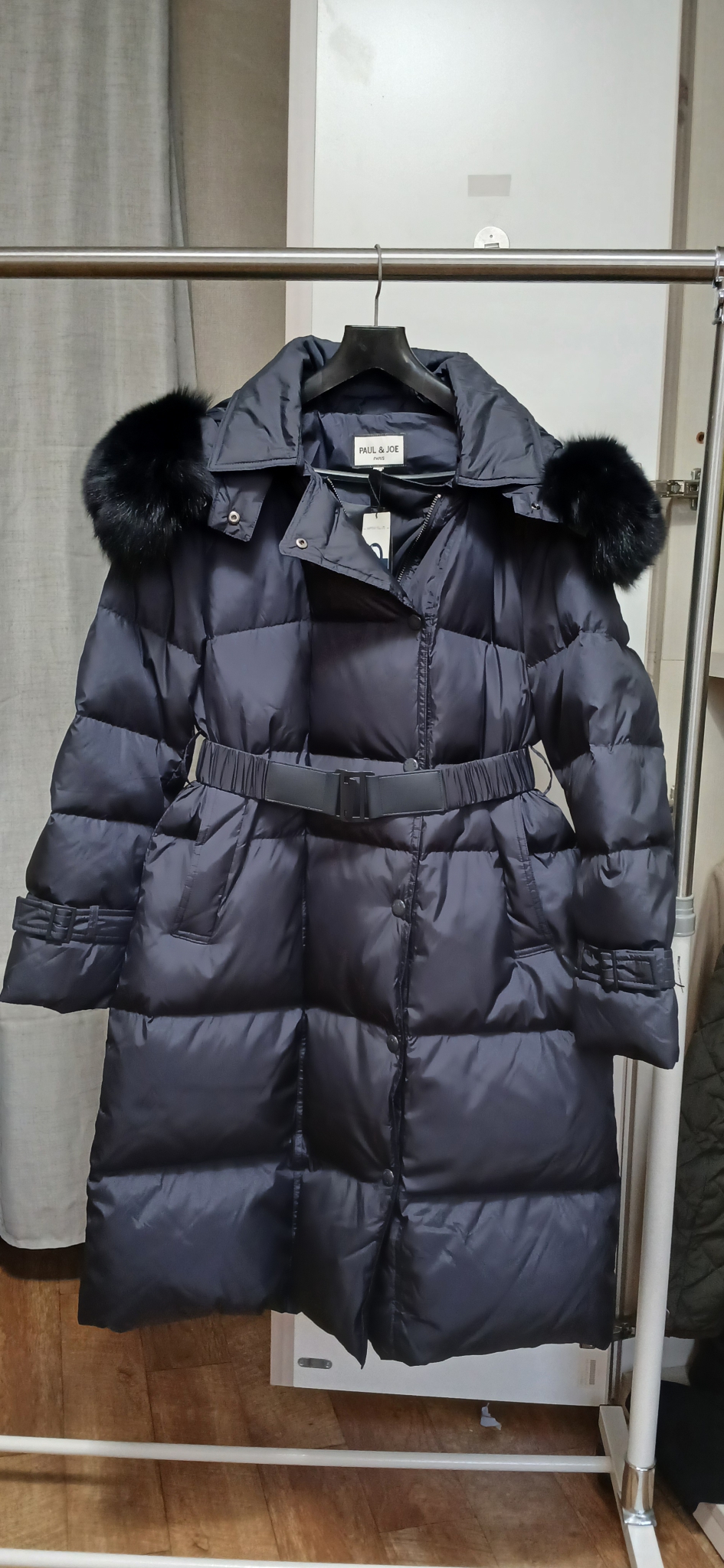 새상품)폴앤조 폭스퍼 구스다운 롱패딩