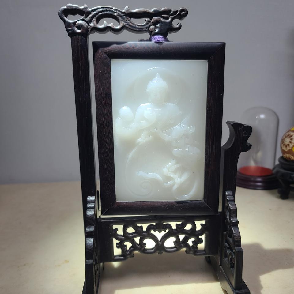 백옥 불상 조각 감상패