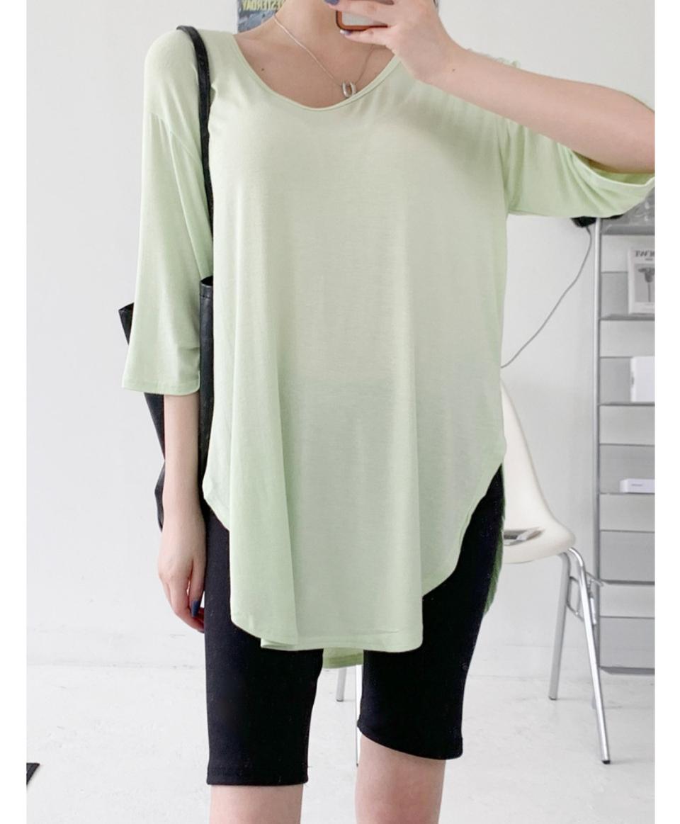 레이온 언발 옆트임 찰랑이 티셔츠