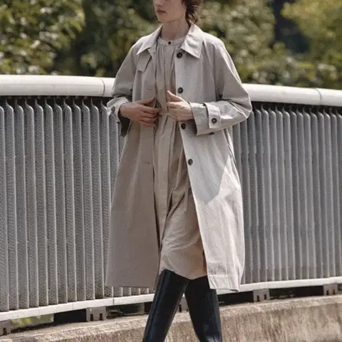 프론트로우 코튼 트렌치롱코트 그레이베이지 m 고퀄