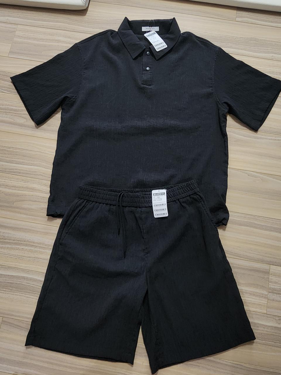 행텐반팔반바지셋업세트다크그레이