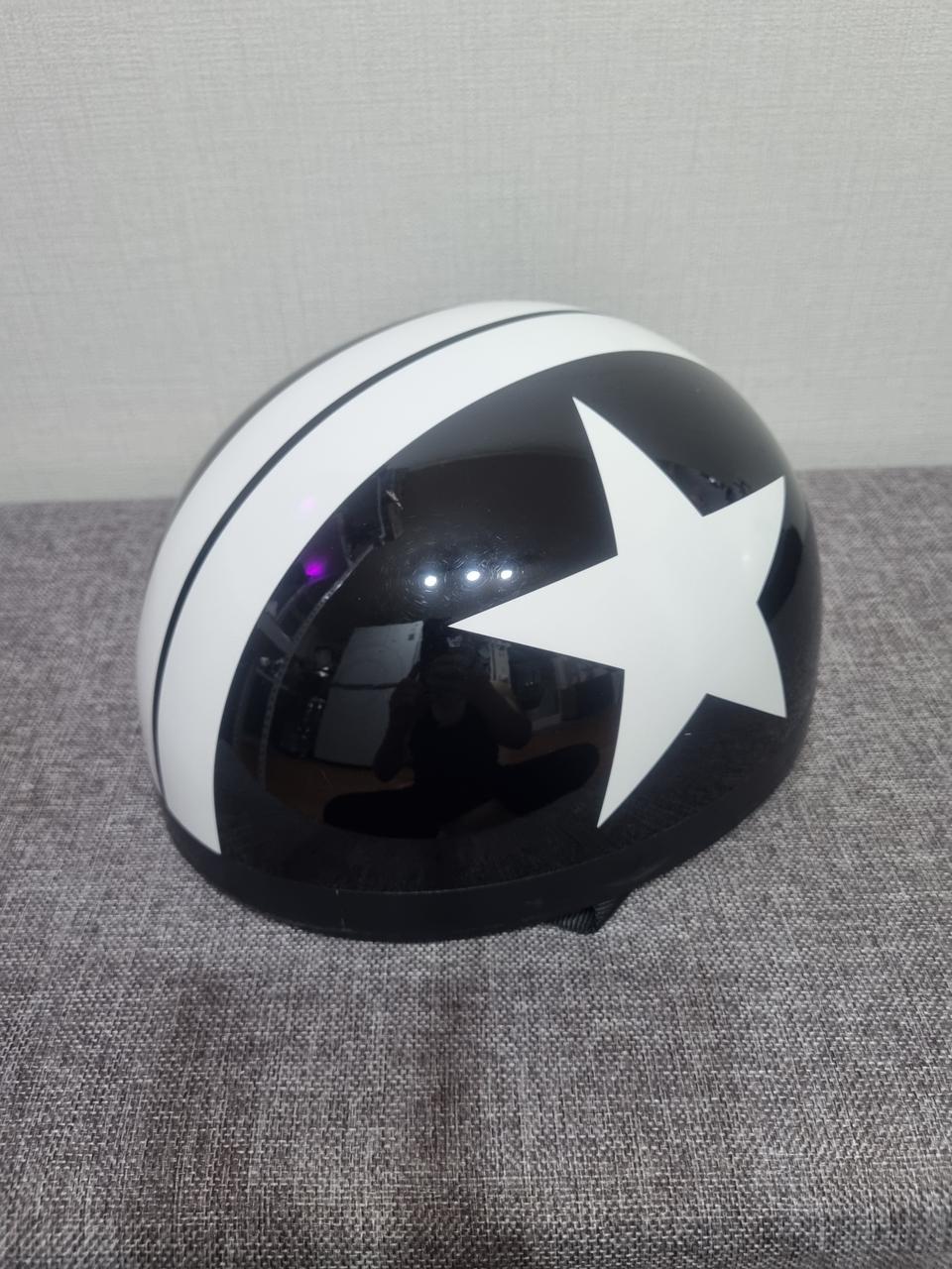 별 패턴 오토바이 헬멧 블랙 바이크 블랙/화이트 헬멧 S~M