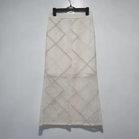 TIME 타임 신형 20ss 고급 레이스 패턴 롱 스커트 치마 아이보리