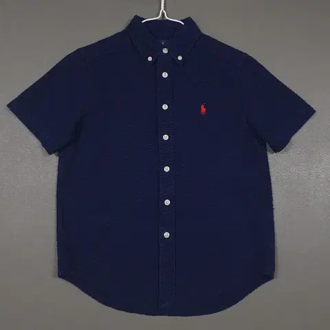 폴로 랄프로렌 보이즈 여성 신형 포니 시어서커 반팔 셔츠 네이비 S