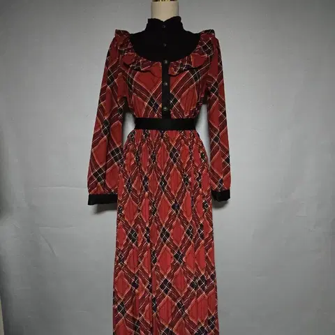 졸리 체크 롱원피스