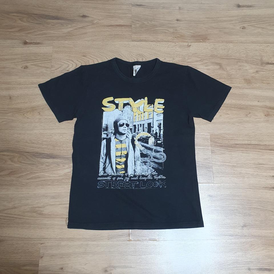 보세 검정 프린팅 티셔츠