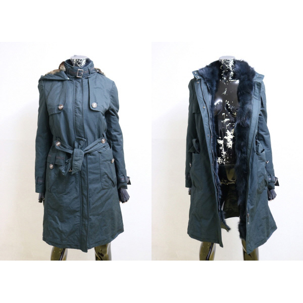 (55) 데미안 DEMIAN 다크 카키 여우털 롱점퍼 (사이즈 55)