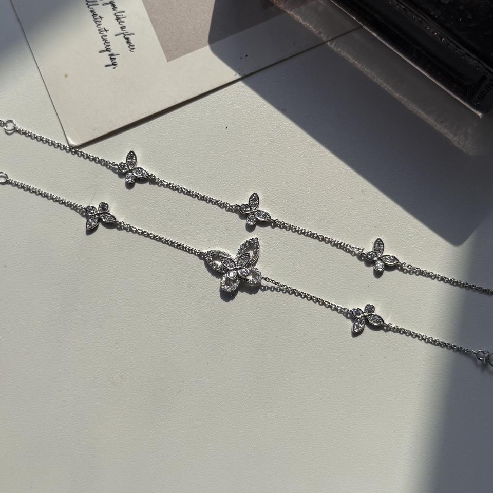 멀티 버터플라이 목걸이 14k 화이트골드