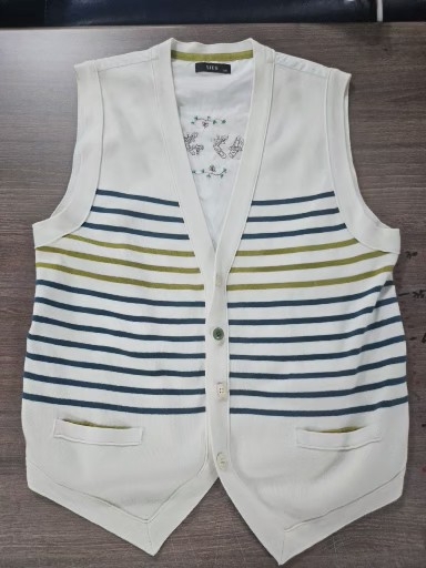 SIEG 남성 스트라이프 면 조끼 베스트  100