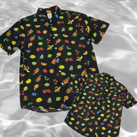 일본빈티지 후르츠패턴 Y2K 레어 과일 프린팅 반팔티셔츠