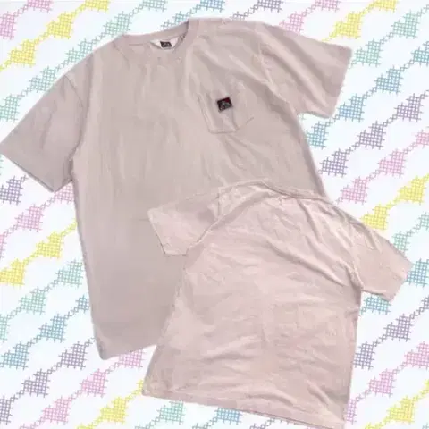 일본라인 Ben Davis 베이비핑크 Y2K 자수로고 남성 반팔티셔츠