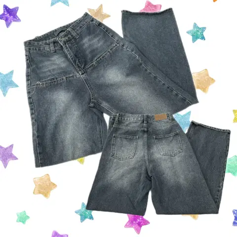 일본빈티지 Y2K 앞포켓 레어 빈티지청 워싱 와이드 일자 데님 청바지