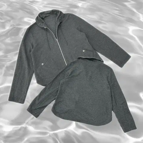 일본빈티지 가을 아우터 Y2K 그레이 레이어드 스트링 집업 자켓