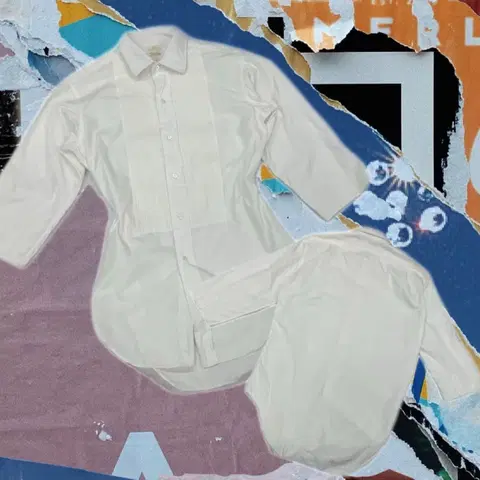 일본빈티지 바선생핏 고딕 로리타이너 7부 핀턱 화이트 와이셔츠