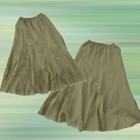 일본빈티지 그런지 페어리 에스닉 히피 카키 플레어 롱스커트