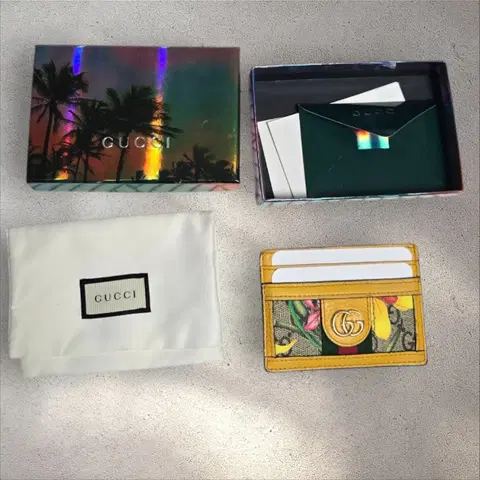 구찌 오디피아 플로라 카드지갑 옐로우 풀세트