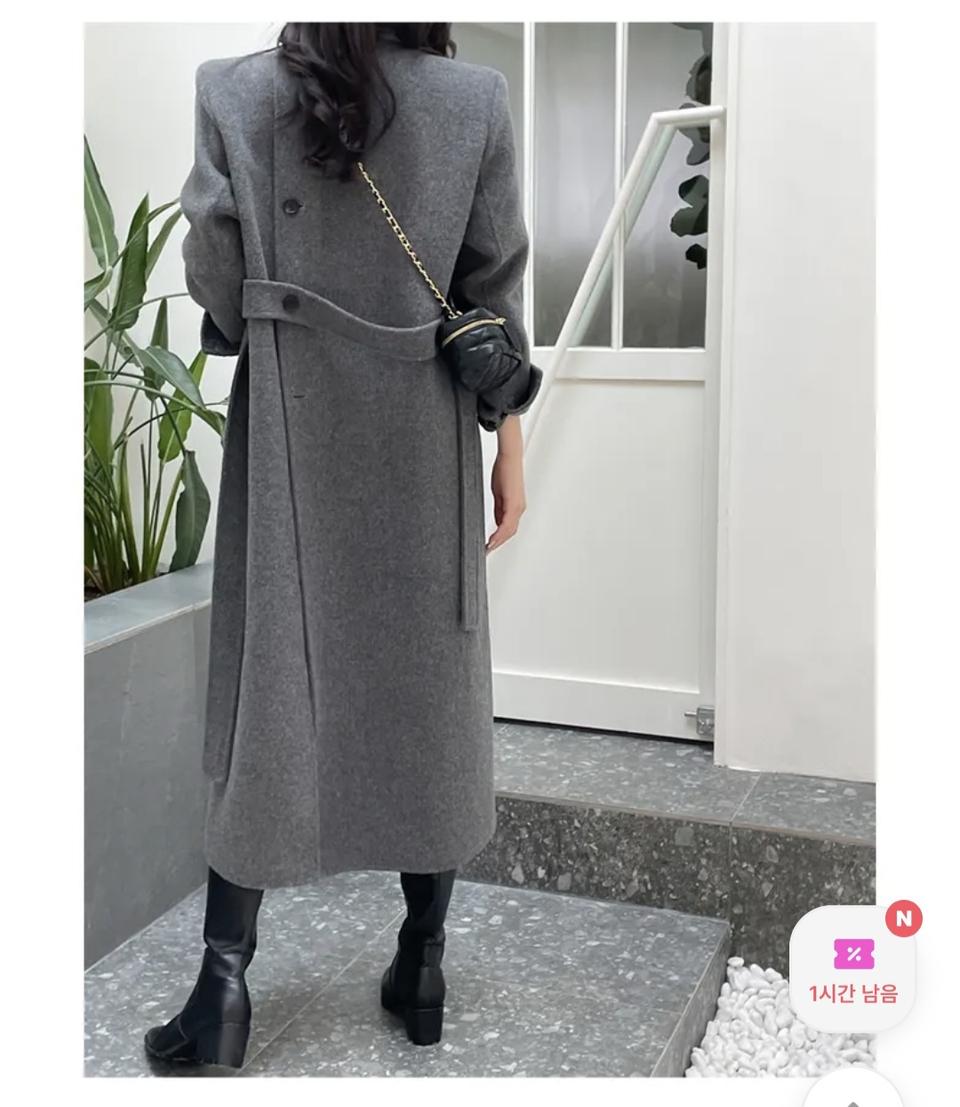 울 100) 럽인업 탐스 핸드메이드 롱코트 챠콜