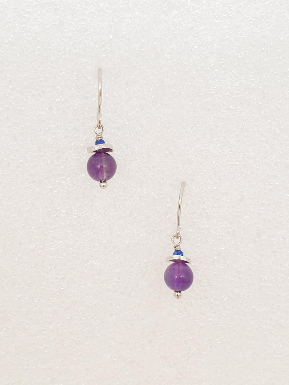 자수정&라피스 원석 귀걸이