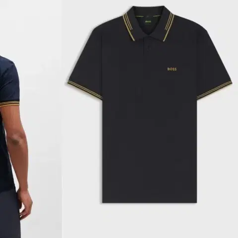 S) 휴고보스 BOSS 스트레치 코튼 슬림핏 폴로 셔츠 반팔 카라티