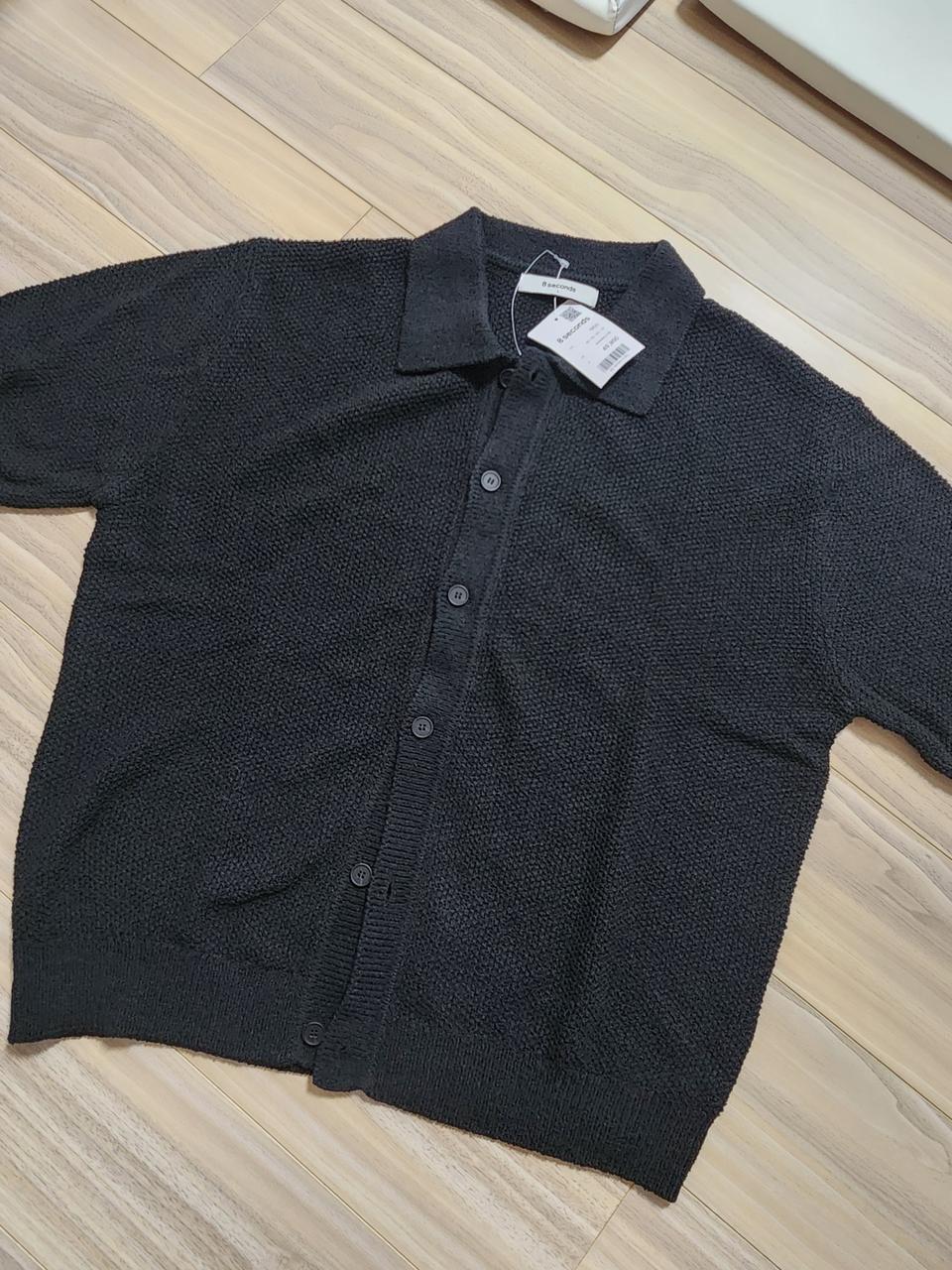 에잇세컨즈반팔카라가디건L블랙