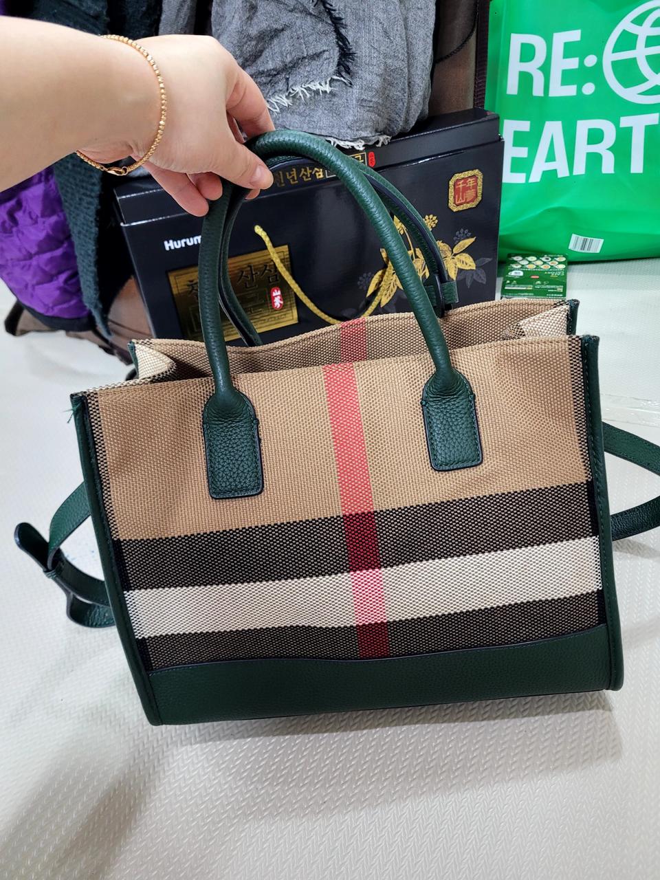 체크무늬 토트백