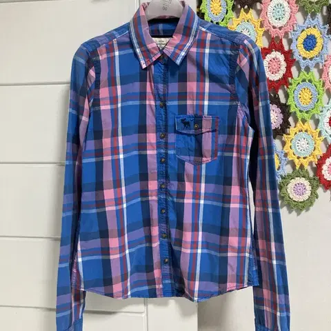 아베크롬비 여성 블루핑크 체크셔츠