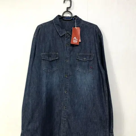 (미사용) Evisu 에비수 레드로고 투포켓 데님셔츠 청남방 XL