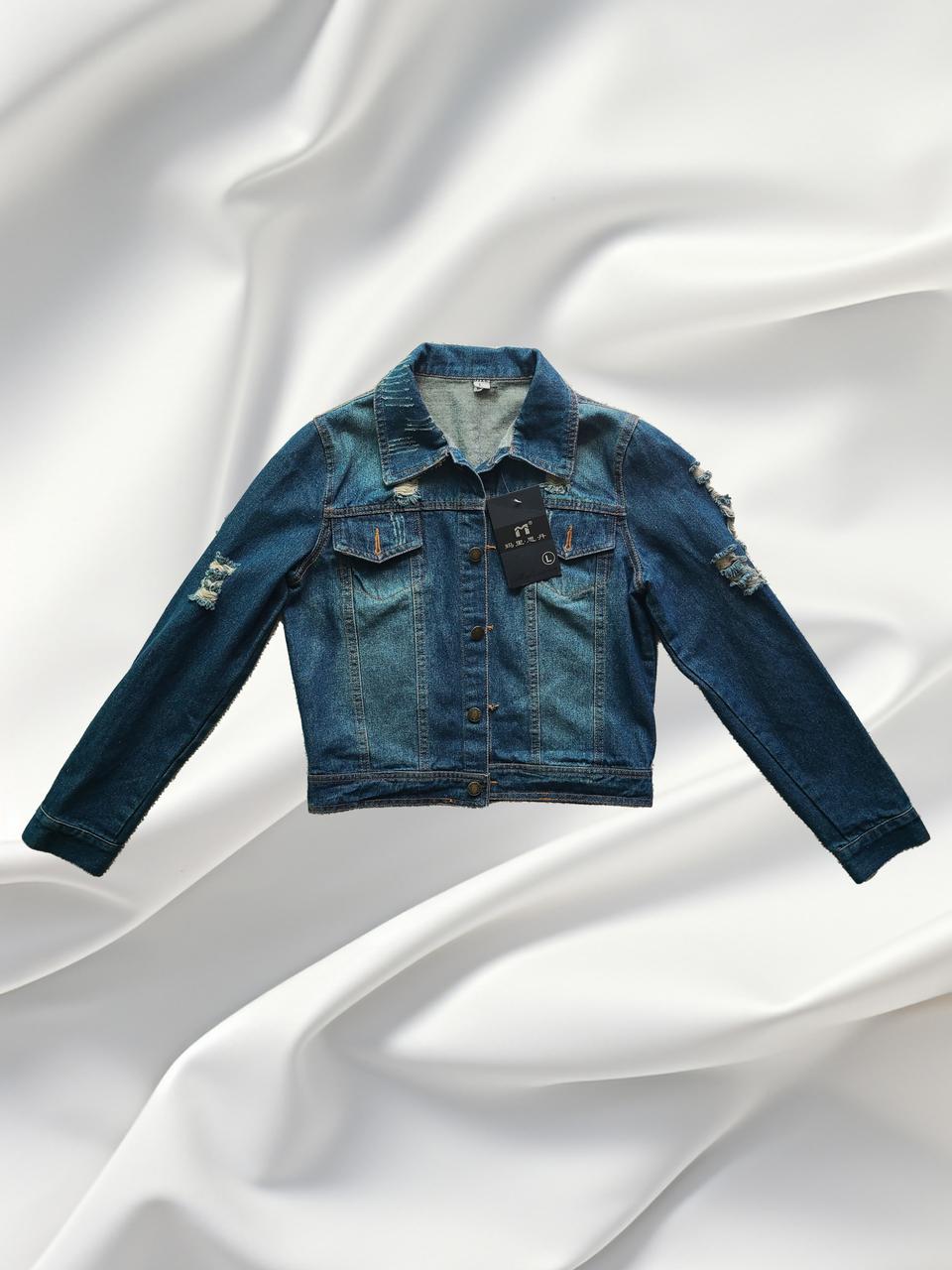 새상품 유니크 데미지 크롭 청자켓 (L)
