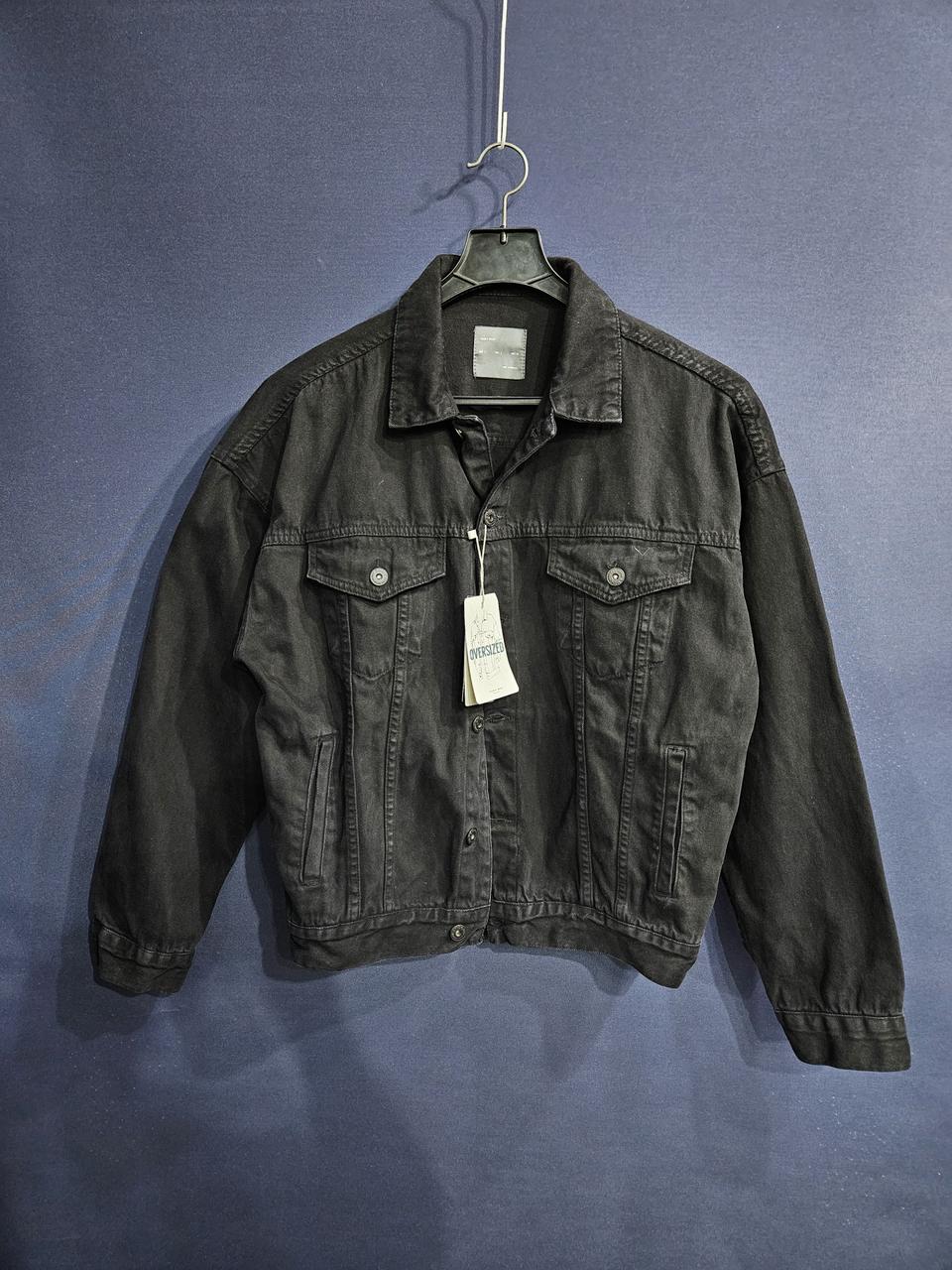 자라 해골스톤 블랙컬러 남성 세미오버핏 100 데님자켓