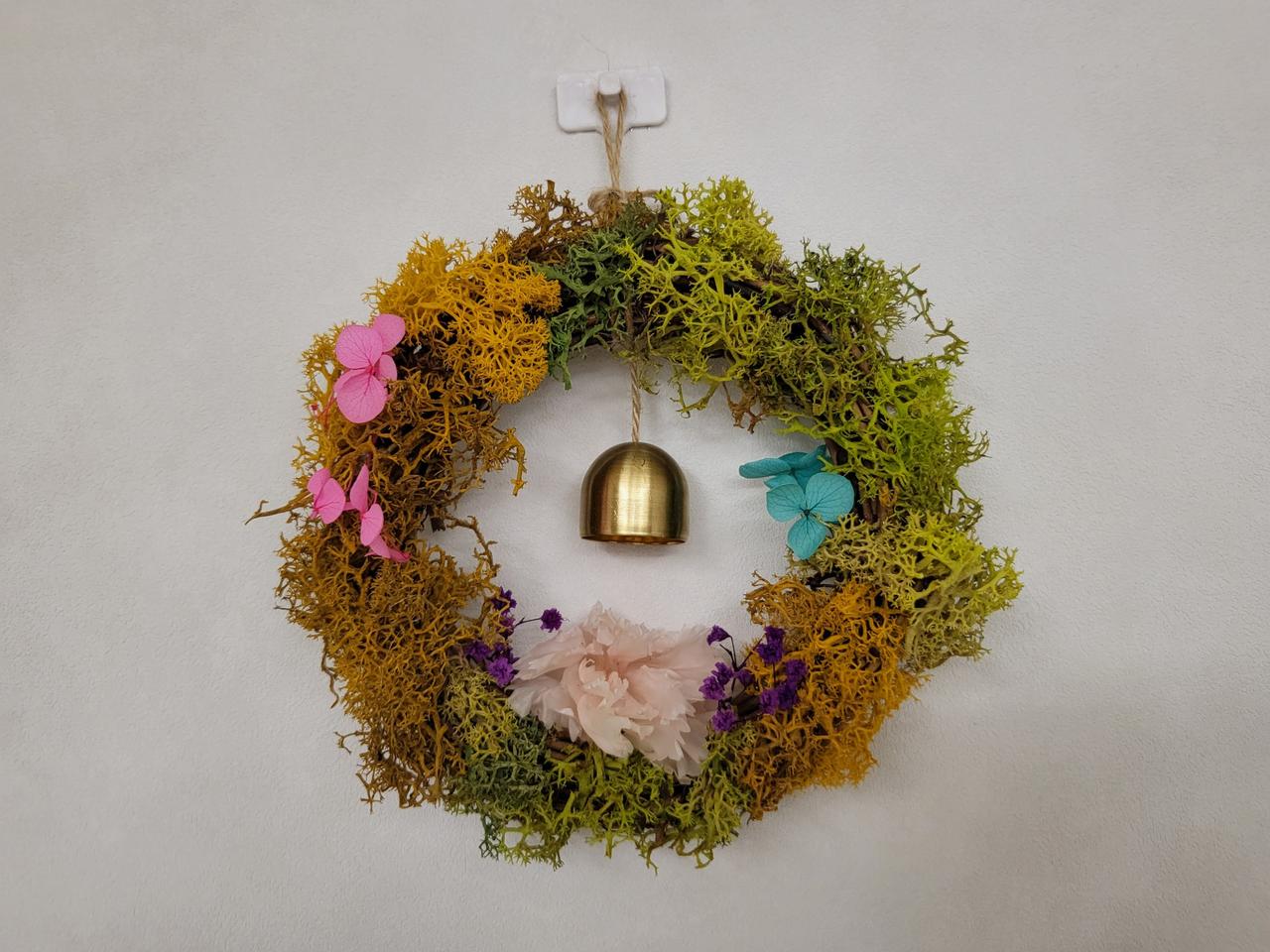 연말할인>새상품]프리저브드플라워 리스15cm(스칸디아모스,현관종)4만원