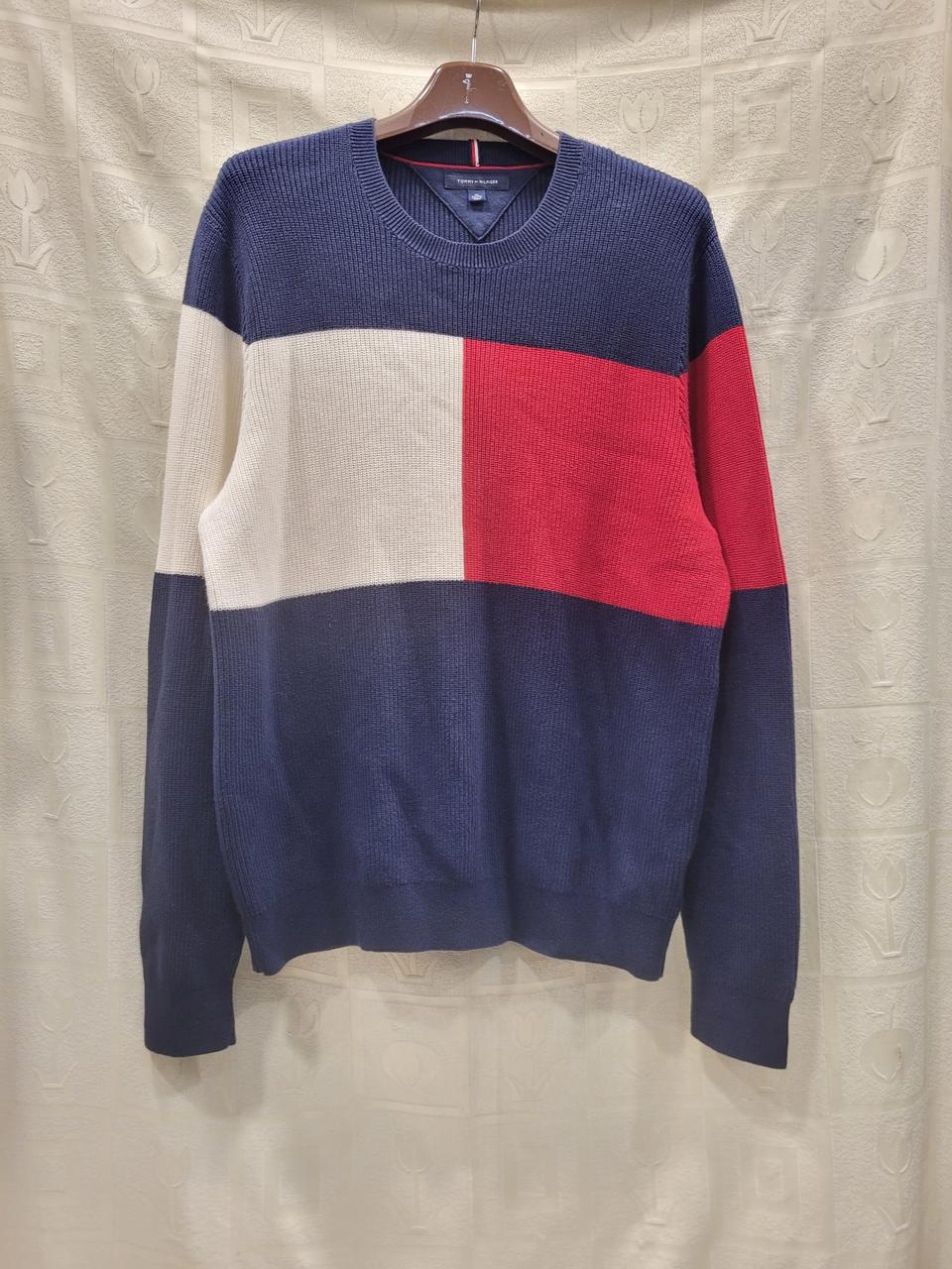 타미힐피거 컬러블록 니트 스웨터 105