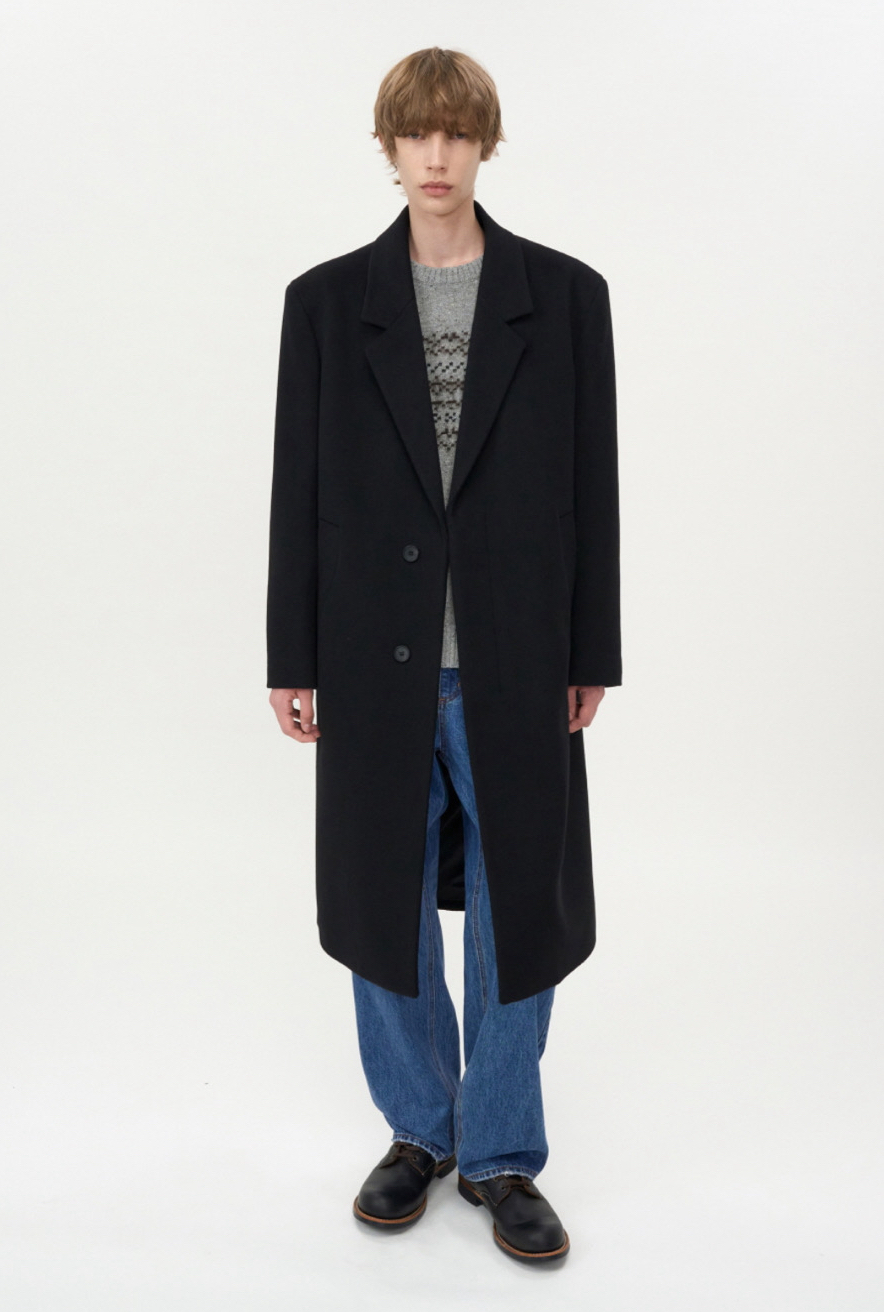 마펠 캐시미어 싱글 코트 BLACK