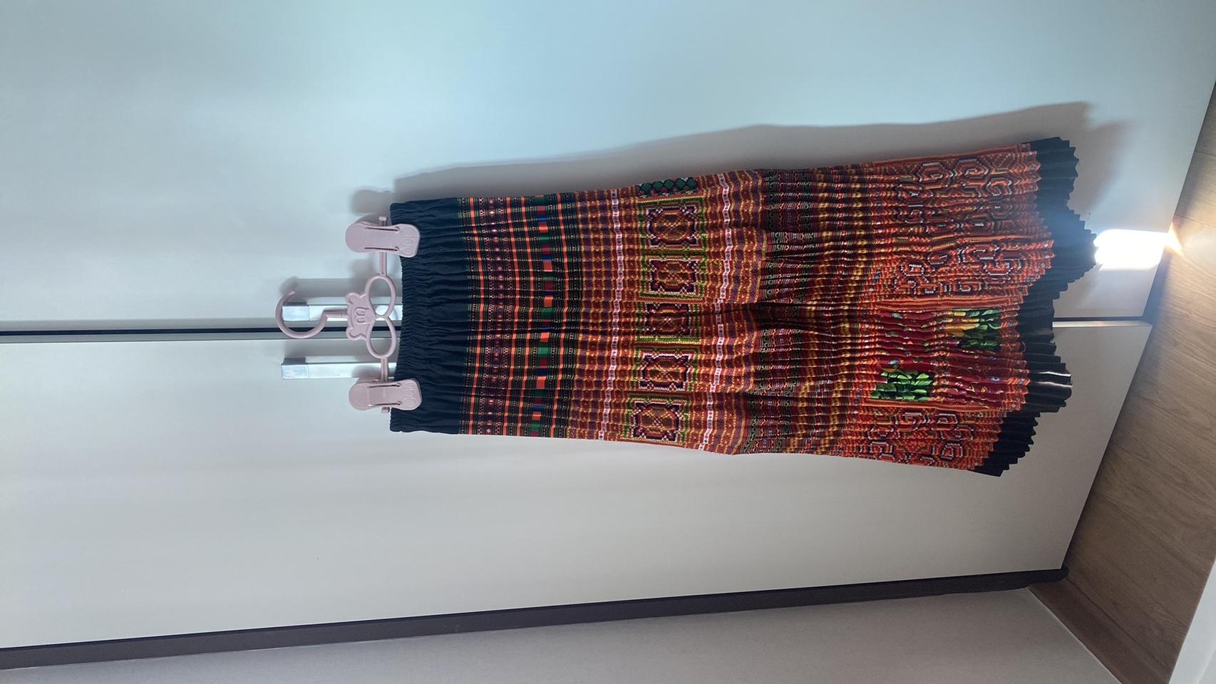 핸드메이드 기계주름 컬러풀한 롱스커트