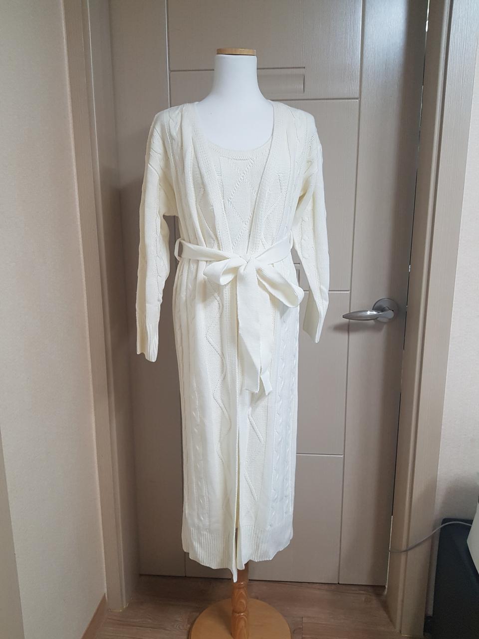 롱 가디건+ 원피스 세트(미사용