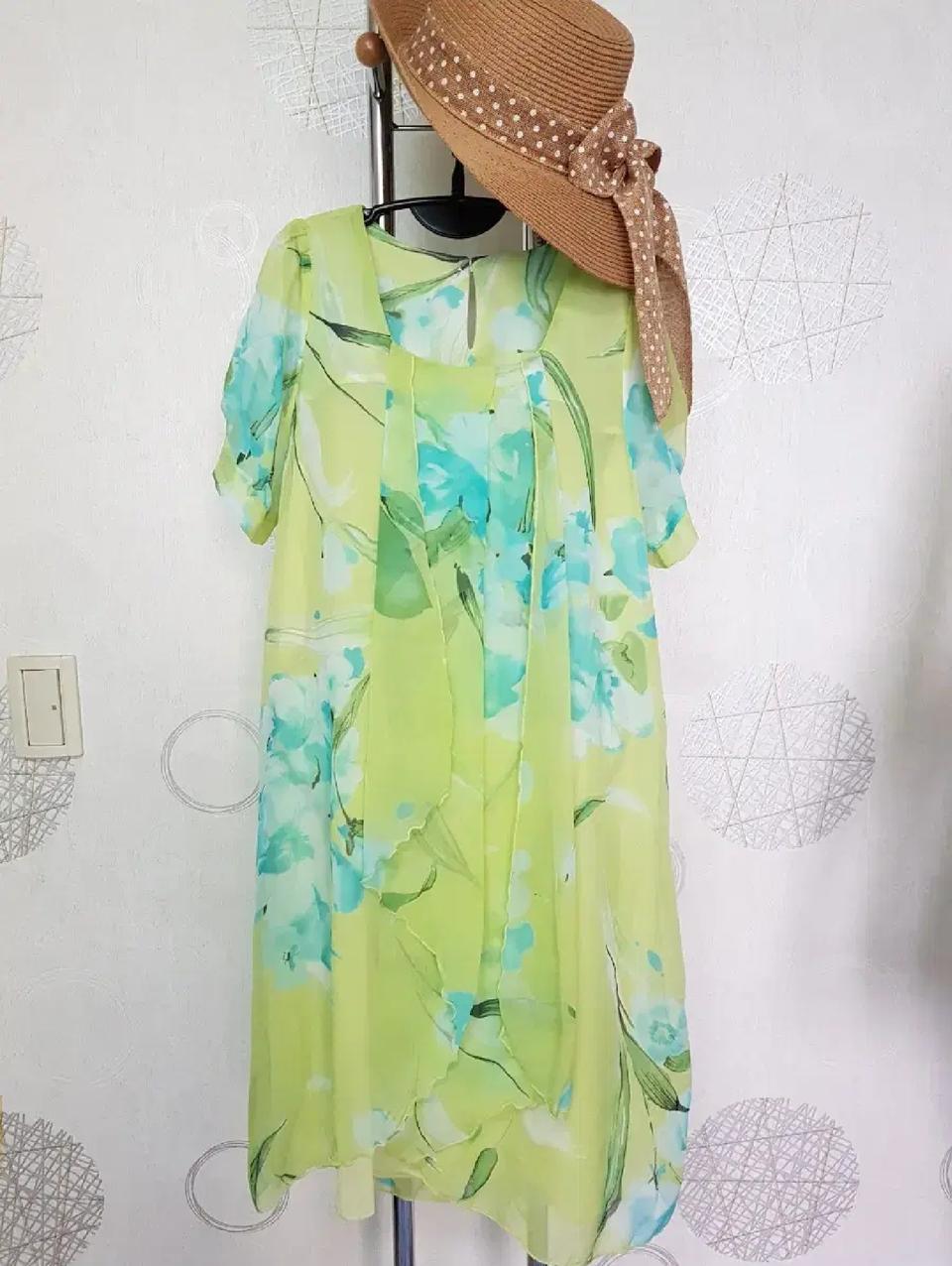 [FREE]쉬폰 플라워 그린 원피스