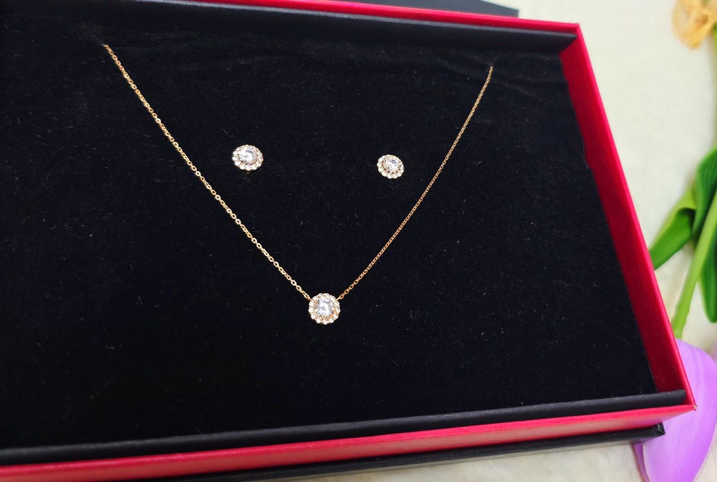 14k큐빅목걸이&귀걸이세트