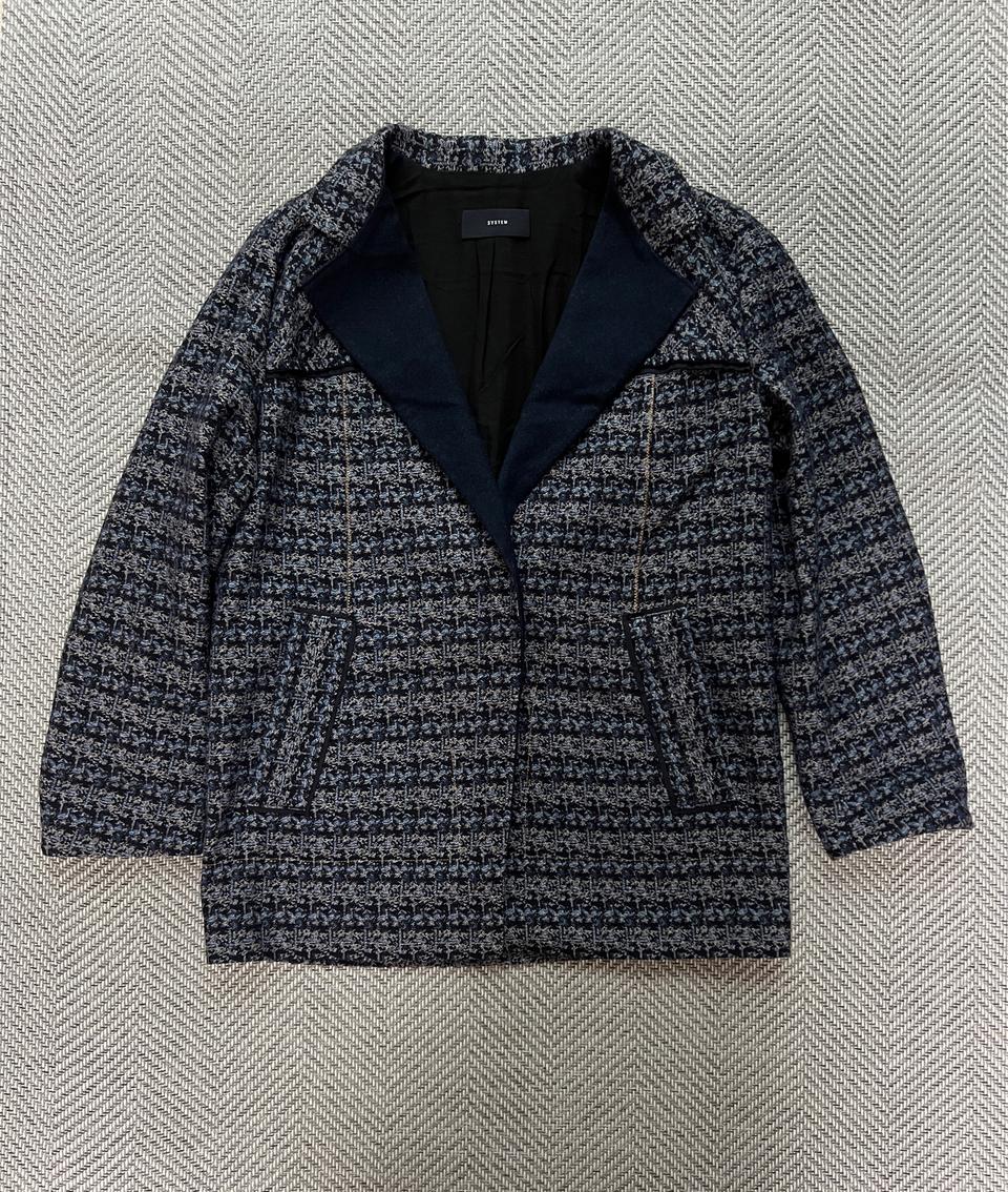 한삼 시스템 SYSTEM 트위드 자켓 정품