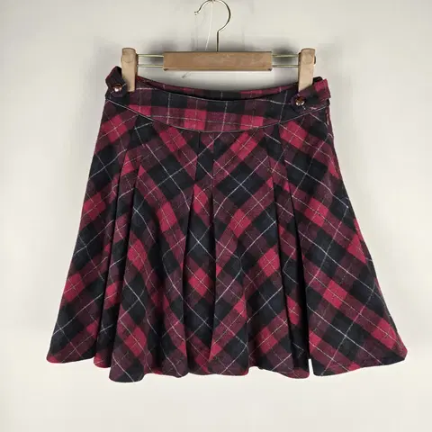 [무료배송]톰보이 64(25-26) 울 체크 플레어 미니 스커트 치마