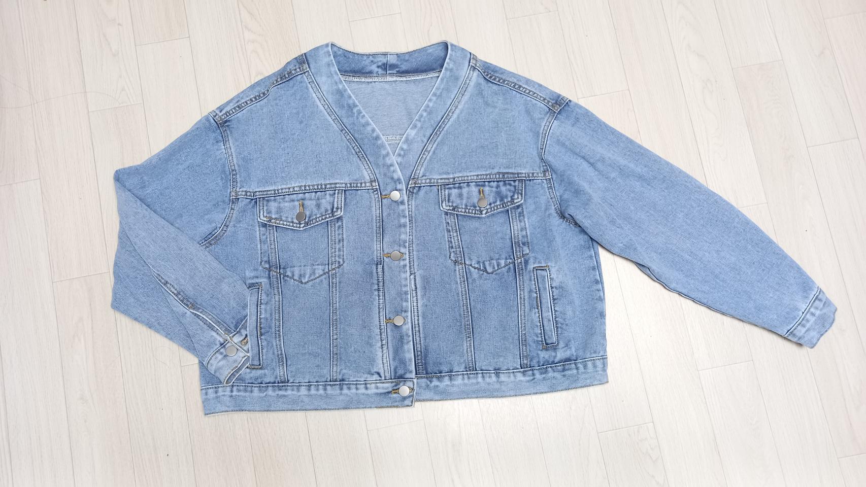 새상품 여성 노카라  오버핏 연청자켓