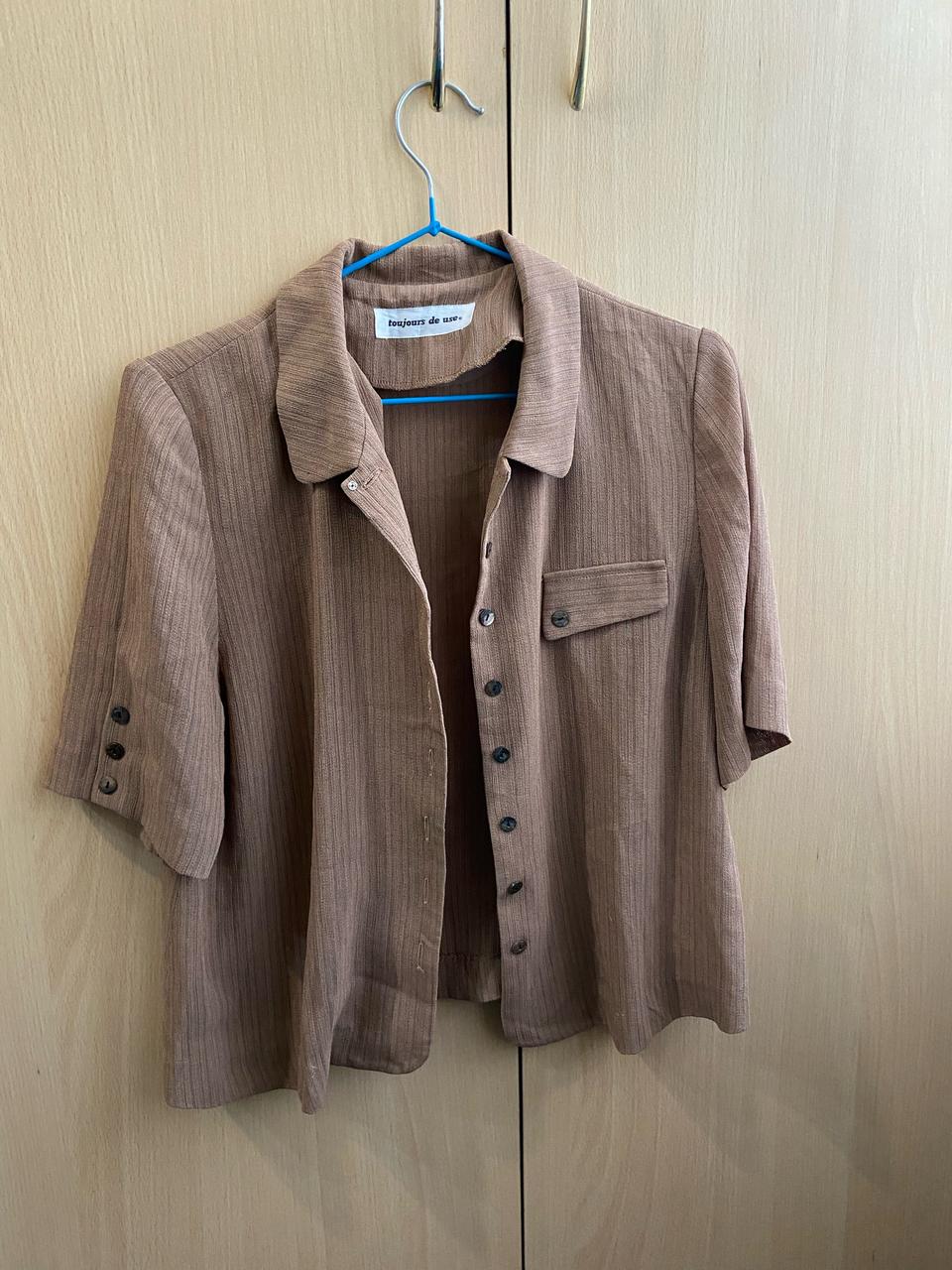 여성 갈색 반소매 자켓 / 셔츠 블라우스 S~M