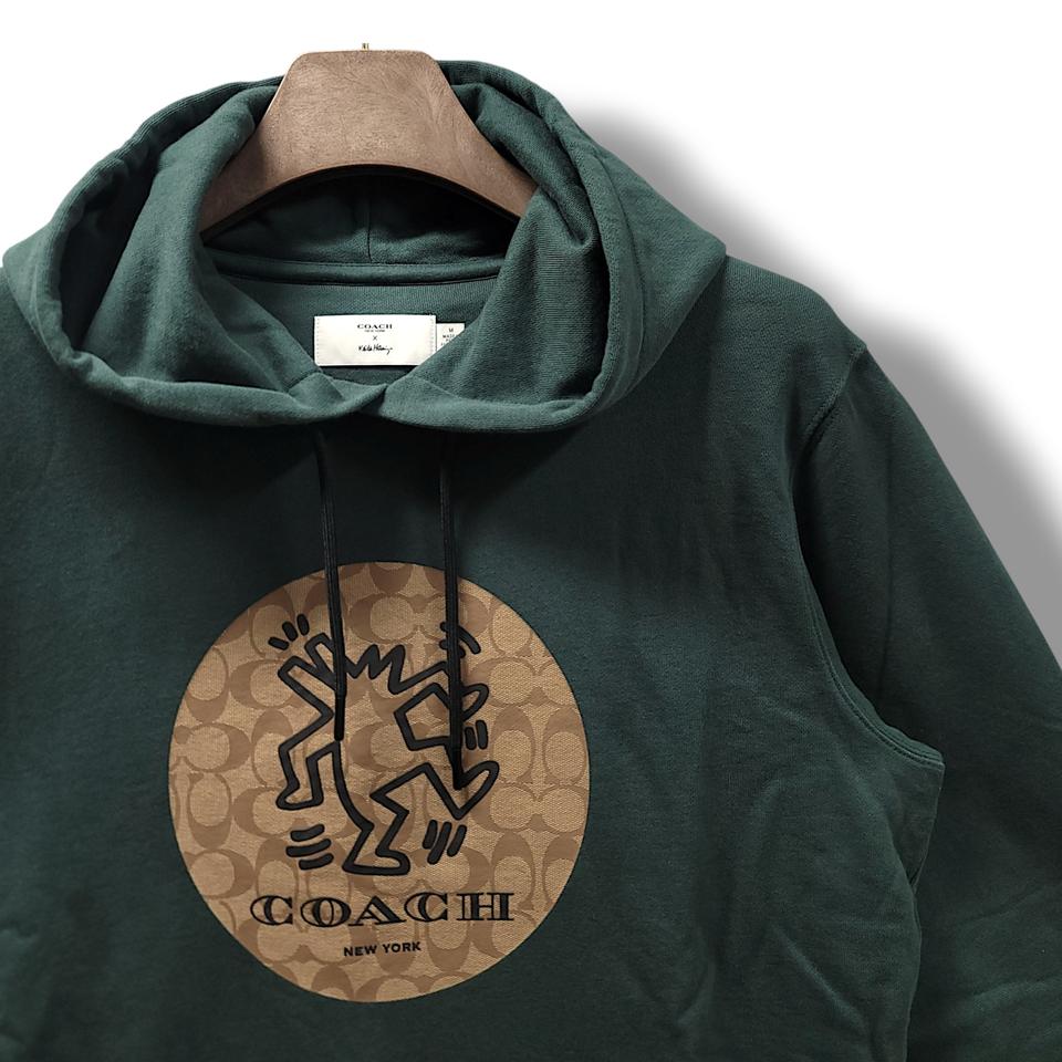 [M] 코치 그린 키스해링 프린팅 후드티셔츠