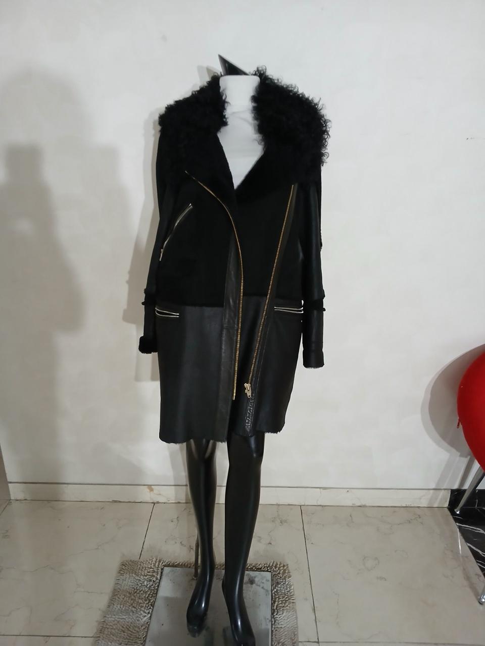 산드로 천연양가죽 양털100 무스탕 코트 55